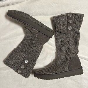 UGG women grey Cardi cable Knit Boots